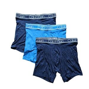 Calvin Klein Mens 3 Pk Boxer Briefs Small Navy Royal Blue NP2677O Viscose Blend